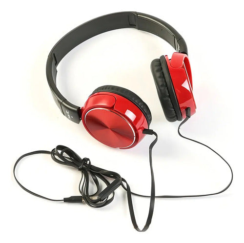 Auriculares Estéreo Cable 3.5 Micrófono Manos Libres Rojo Rojo