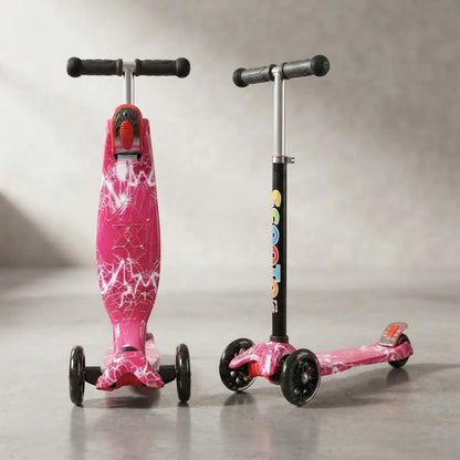 Tripatín Scooter Infantil Luces Ruedas Altura Regulable 50kg Rosa