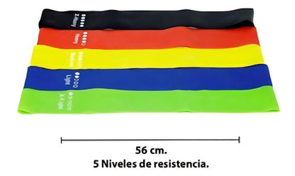Pack 5 Bandas Elasticas De Resistencia Entrenamiento Gym Varios