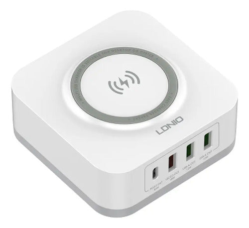 Cargador Pared Inalambrico 32w Carga Rapida Usb + Tipo C Blanco