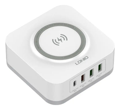 Cargador Pared Inalambrico 32w Carga Rapida Usb + Tipo C Blanco