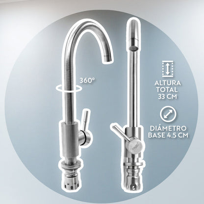 Grifo Alto Mesada Canilla Para Cocina Metalica + Colillas