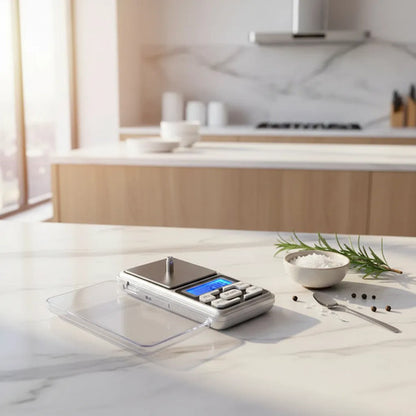 Balanza Mini Digital Joyeria Precision Tara Cocina Pantalla Blanco 200 G