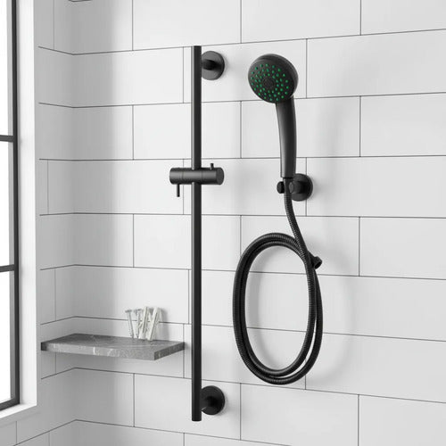 Set Ducha Manguera Soporte Barra Ajustable Manual Barra 140c Negro Mate