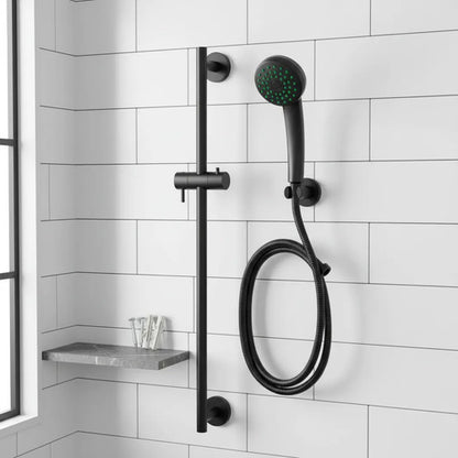 Set Ducha Manguera Soporte Barra Ajustable Manual Barra 140c Negro Mate