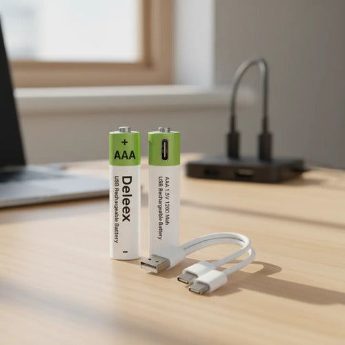 X2 Pilas Aaa Recargables Usb C Puerto Usb C Cable Incluido