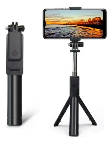 Selfie Stick Palo Bluetooth Tripode Celular 70cm Extensible Negro