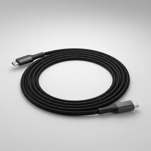Cable Usb Tipo C A Tipo C Reforzado Carga Y Datos 1m Nylon Negro
