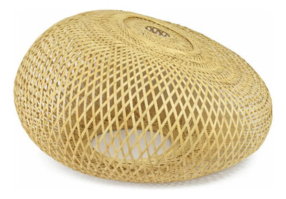 Pantalla Lampara Colgante Ratan Tejido 80cm Rustica Fuerte Ratán Natural / Mimbre Claro Diseño Rústico Y Bohemio