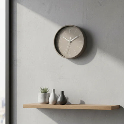 Reloj De Pared Redondo Analógico 19cm Moderno Decorativo Beige