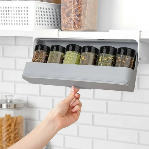 Organizador Estante Adhesivo Especias Cocina Set X6 Frascos Gris