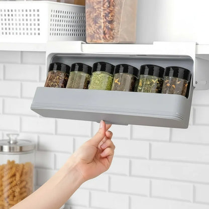 Organizador Estante Adhesivo Especias Cocina Set X6 Frascos Gris