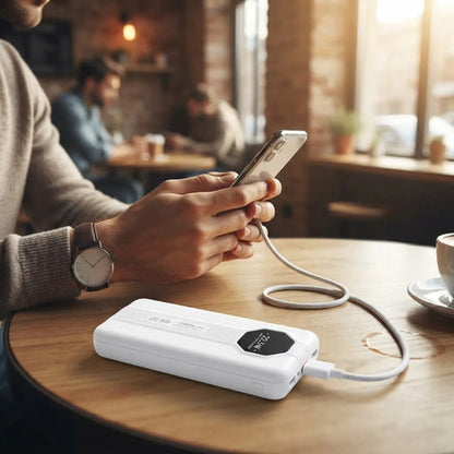 Power Bank 10000mah 22.5w Cables Integrados Carga Rápida Blanco