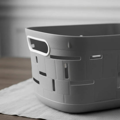 Canasto Cesto Organizador Plástico Multiuso Asas 32,5cm Gris