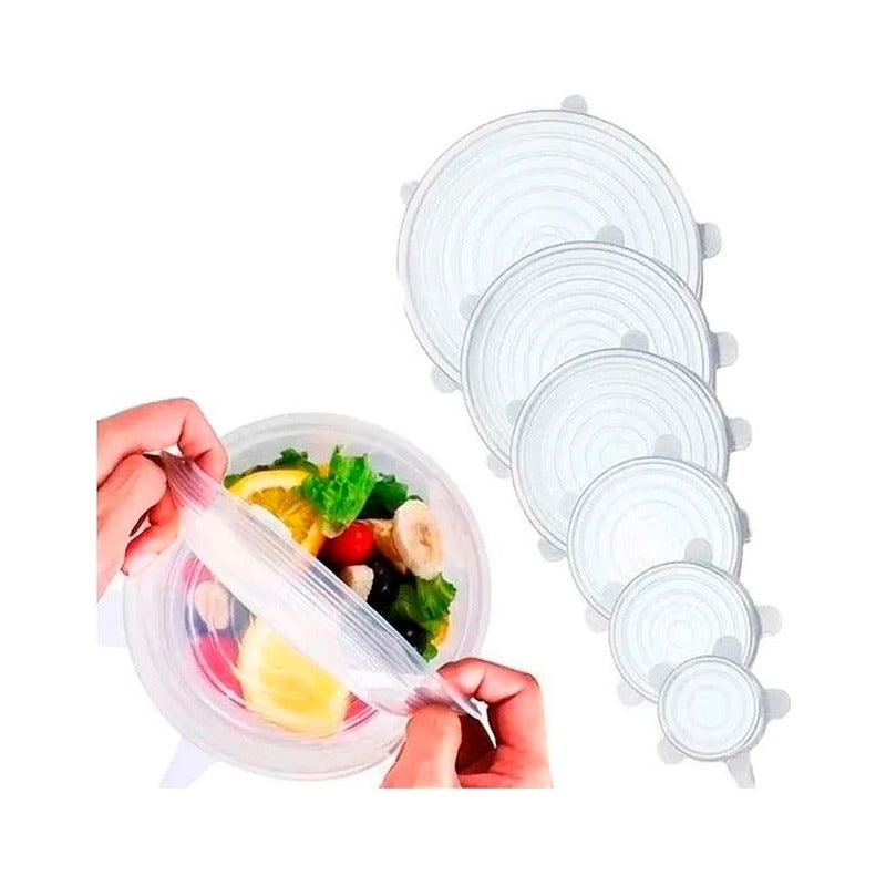 Tapas Silicona Redondas Para Recipientes Set De 6