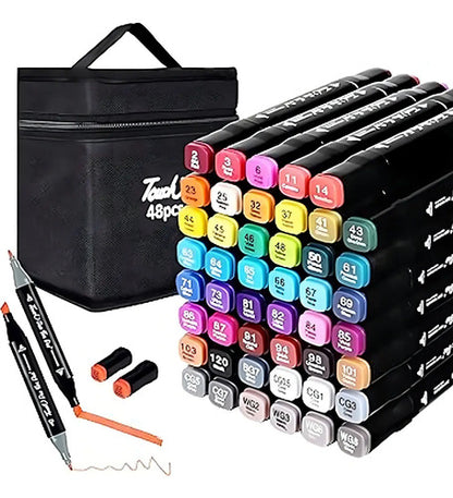 Set De Marcadores Plumones Doble Punta 48 Piezas Multicolor