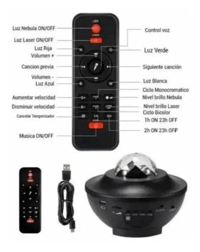 Proyector Led Universo Estrellas Galaxia Bluetooth Parlante Veoquiero Tm9613 Color Negro