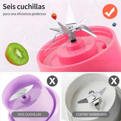 Licuadora Portátil Genérica Liquidificador Portatil 300 Ml Rosa Con Jarra De Vidrio - Incluye 6 Accesorios