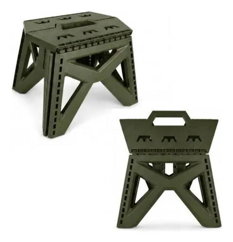 Banco Taburete Plegable Portátil Plástico Reforzado 23cm Mate Verde