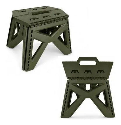 Banco Taburete Plegable Portátil Plástico Reforzado 23cm Mate Verde