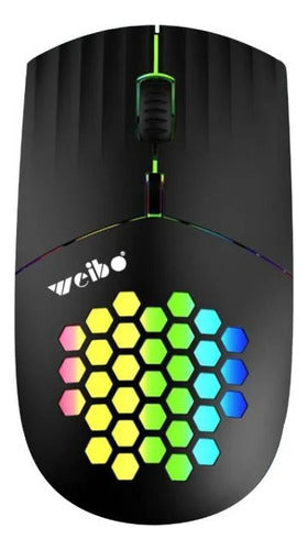 Mouse Gamer Led Rgb Inalambrico Bluetooth Recargable Tipo C Negro