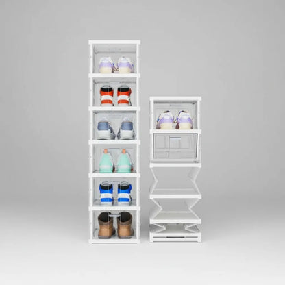 Organizador Calzado Mueble Plegable 6 Estante Acrilico 105cm Blanco