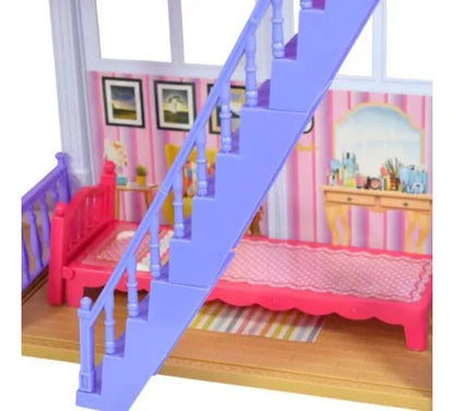Casa Muñecas Grande 2 Pisos +112 Piezas Accesorios Muebles Rosa