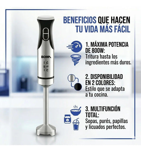 Mixer Multifuncion Boma 800w Cuchilla Acero Inoxidable 35cm 2 Colores Por Diponibilidad