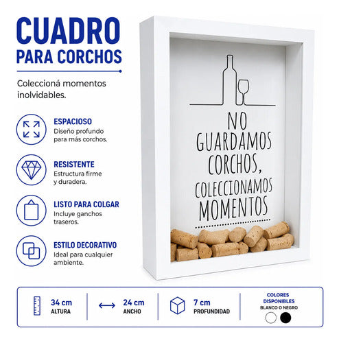 Cuadro Caja Porta Corchos Decorativo Vino 34x24x7cm Hogar Aleatorios