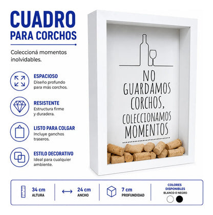 Cuadro Caja Porta Corchos Decorativo Vino 34x24x7cm Hogar Aleatorios