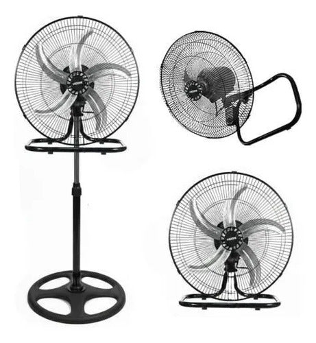 Ventilador Pie Mesa Pared 3 En 1 Aspas Metal 50cm 55w 220v 50 Cm 50 - 60 Hz Negro Mate Gris Metalizado / Aluminio Metal Aluminio Reforzado 5