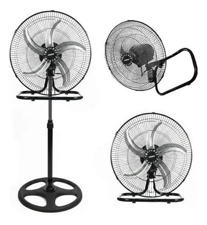 Ventilador Pie Mesa Pared 3 En 1 Aspas Metal 50cm 55w 220v 50 Cm 50 - 60 Hz Negro Mate Gris Metalizado / Aluminio Metal Aluminio Reforzado 5