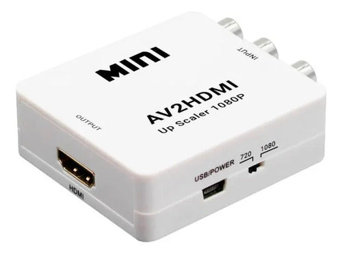 Conversor Adaptador Av Rca A Hdmi Full Hd 1080p Audio Video