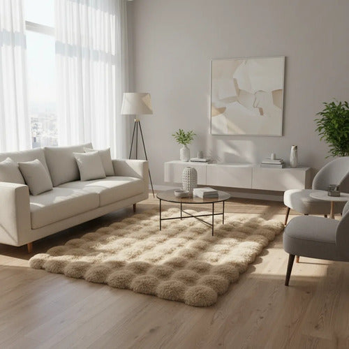 Alfombra Suave Base Gamuza Felpa Relieve 50x80cm Dormitorio 80 M 50 M Beige