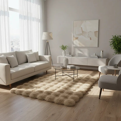 Alfombra Suave Base Gamuza Felpa Relieve 50x80cm Dormitorio 80 M 50 M Beige