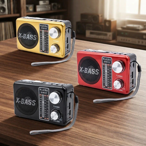 Radio Portátil 3 Bandas Am Fm Sw Bluetooth Linterna 3 Bandas Dorado