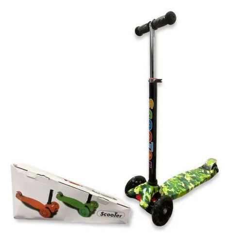 Tripatín Scooter Infantil Luces Ruedas Altura Regulable 50kg Verde