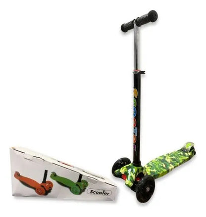 Tripatín Scooter Infantil Luces Ruedas Altura Regulable 50kg Verde