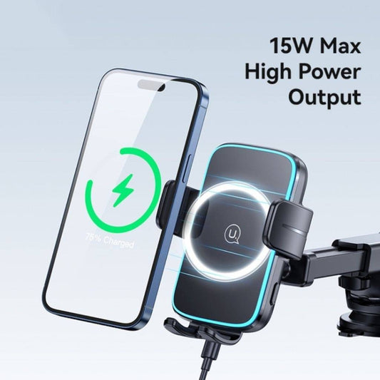 Cargador De Auto Inalambrico Soporte Celular 15w Con Ventosa