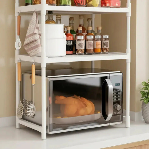 Organizador Rack Cocina Blanco 3 Niveles Mesada Estante Microondas Veoquiero