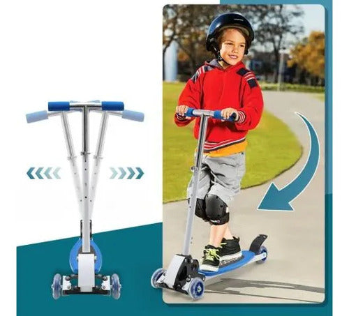 Monopatín Scooter Plegable 3 Ruedas Altura Regulable Azul