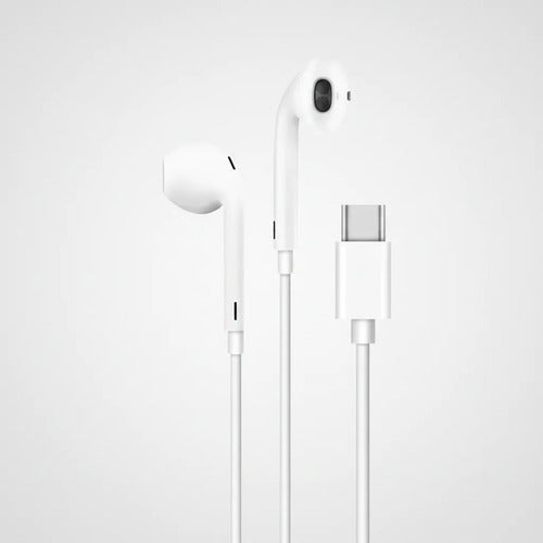 Auriculares Tipo C Android Micrófono Manos Libres Audio Hd Blanco