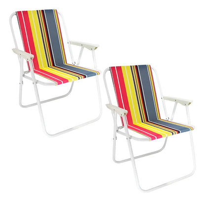 Set X2 Silla Plegable Playera Rayada Jardin Camping Reposera Varios