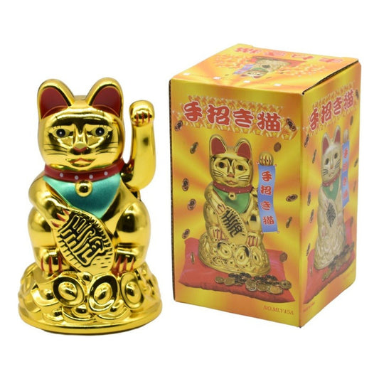 Gato De La Suerte Para Atraer Fortuna De Plastico 11x7cm.