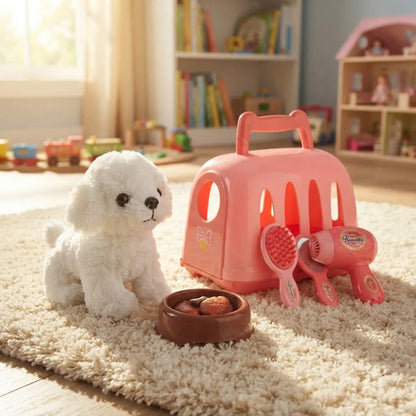 Set Mascota Infantil Peluche Jaula Accesorios Belleza Rosa