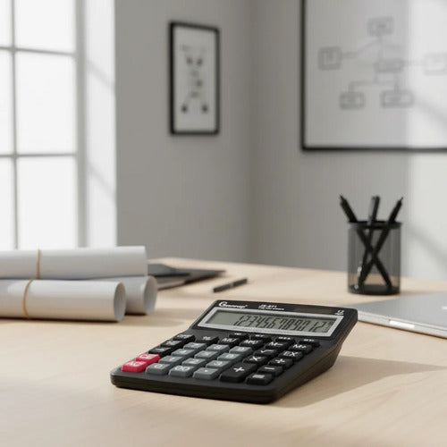 Calculadora Grande Escritorio Oficina 12 Digitos Solar Pilas Negro