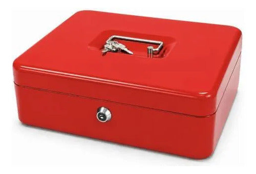 Caja Seguridad Metálica Roja 30x24x9cm Cerradura Llave Rojo