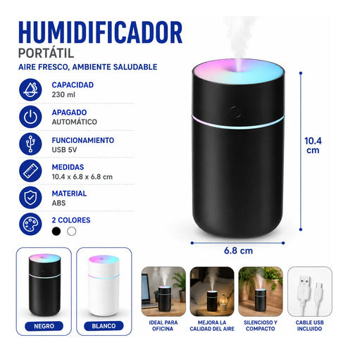 Humidificador Usb Portátil Led Apagado Automático Ambiental Aleatorio - 2 Colores