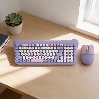 Combo Pack Kit Teclado Mouse Inalambrico Usb Notebook Mac Pc Lavanda