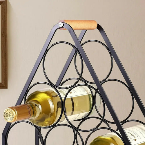 Soporte Botellas De Vino En Hierro Botellero Rack Para 6 Negro
